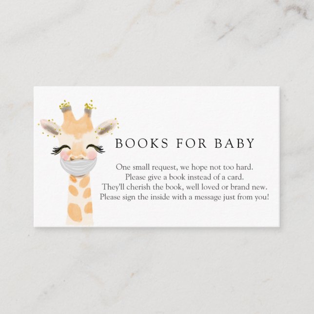 Giraffe mit Maskenbüchern für Babyverpackungskarte Begleitkarte (Vorderseite)