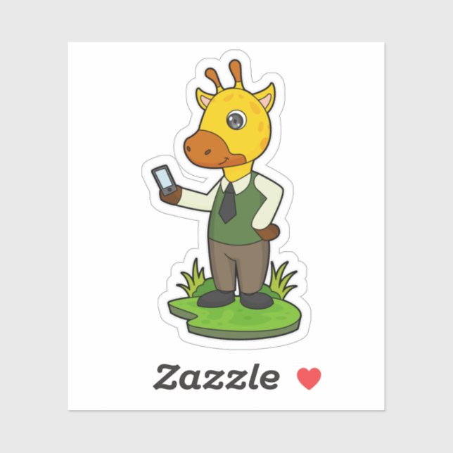 Giraffe mit Mobile Aufkleber (Blatt)