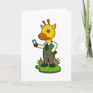 Giraffe mit Mobiltelefon Karte