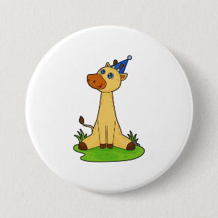 Giraffe mit Party-Hut Button