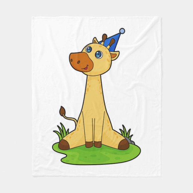 Giraffe mit Party-Hut Fleecedecke (Vorderseite)