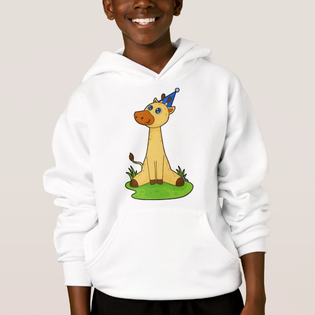 Giraffe mit Party-Hut Hoodie (Vorderseite)