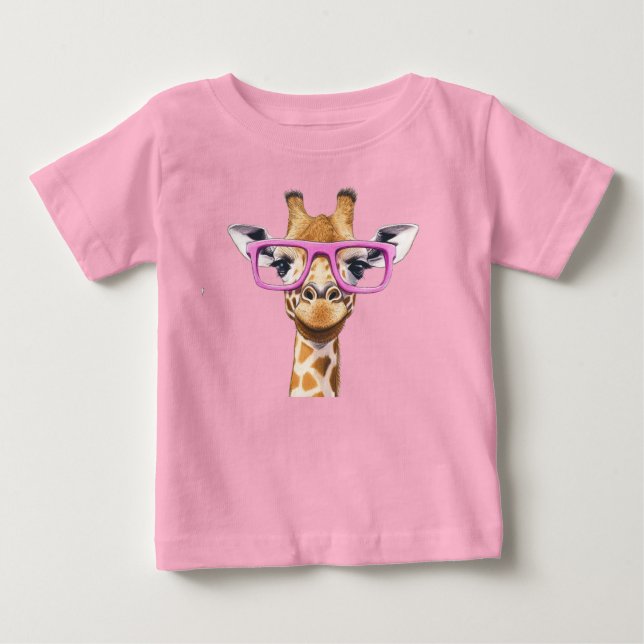 Giraffe mit Pink-Brille-T - Shirt (Vorderseite)