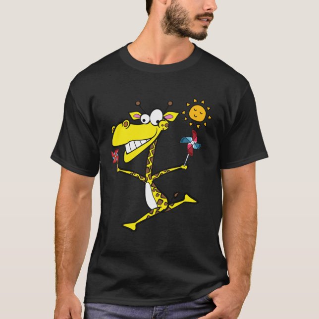 Giraffe mit Pinwheels T-Shirt (Vorderseite)
