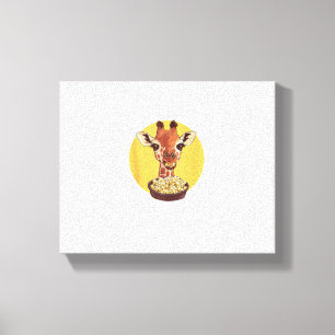 Giraffe mit Popcorn-Cartoon Tierischer Spaß Leinwanddruck