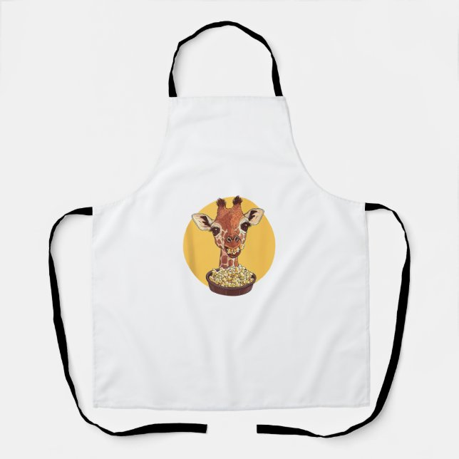 Giraffe mit Popcorn-Cartoon Tierischer Spaß Schürze (Vorderseite)