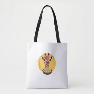 Giraffe mit Popcorn-Cartoon Tierischer Spaß Tasche