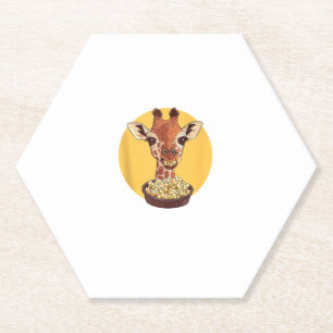 Giraffe mit Popcorn-Cartoon Tierischer Spaß Untersetzer