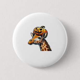 Giraffe mit Pumpkin Hat Halloween Design Button