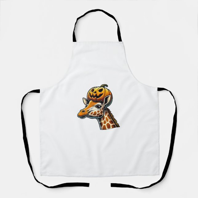 Giraffe mit Pumpkin Hat Halloween Design Schürze (Vorderseite)