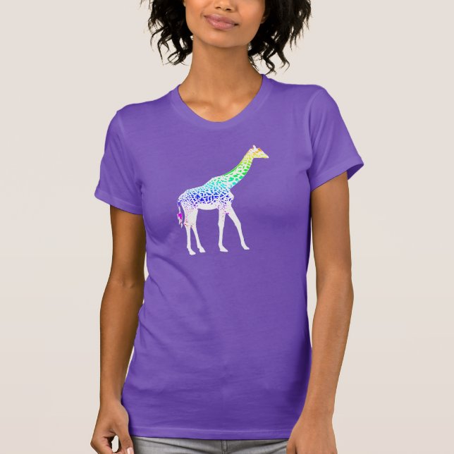 Giraffe mit Regenbogen-Stellen T-Shirt (Vorderseite)