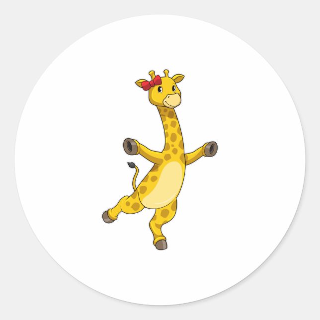 Giraffe mit Ribbon Runder Aufkleber (Vorderseite)