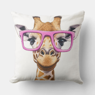 Giraffe mit rosa Brillenwirbelkissen Kissen