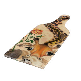 Giraffe mit Rose Cutting Board - Spaß Schneidebrett