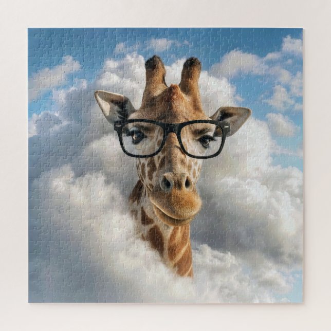 Giraffe mit schwarzer Brille in der Wolke (Vertikal)