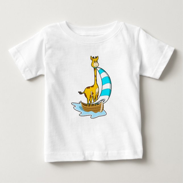 Giraffe mit Segelboot Baby T-shirt (Vorderseite)