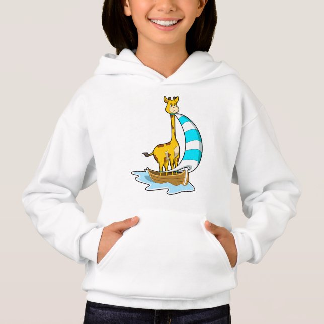 Giraffe mit Segelboot Hoodie (Vorderseite)