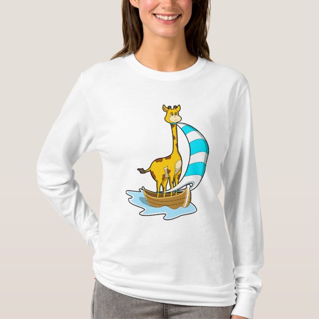 Giraffe mit Segelboot T-Shirt (Vorderseite)