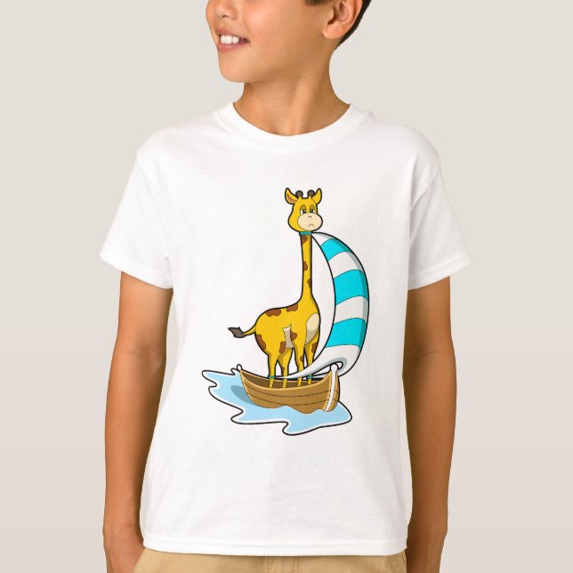 Giraffe mit Segelboot T-Shirt (Vorderseite)