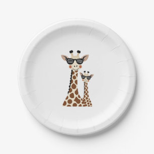 Giraffe mit Sonnenbrille Dschungel-Safari-Tier Gir Pappteller