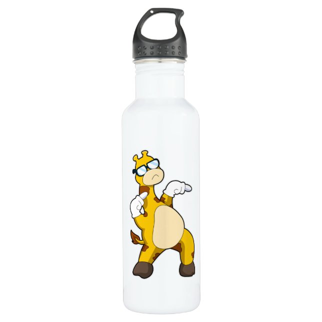 Giraffe mit Sonnenbrille Edelstahlflasche (Vorderseite)