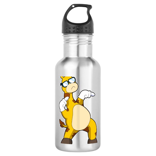 Giraffe mit Sonnenbrille Edelstahlflasche (Vorderseite)