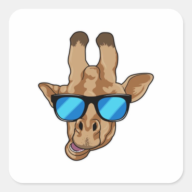Giraffe mit Sonnenbrille Quadratischer Aufkleber (Vorderseite)