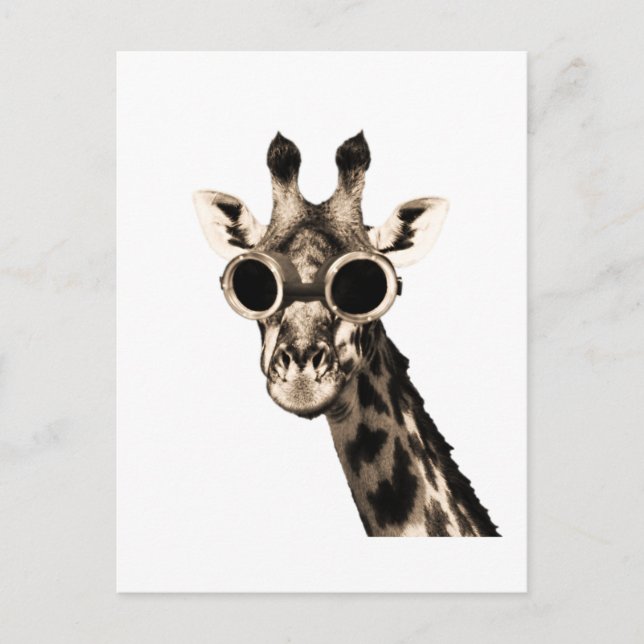 Giraffe mit Steampunk-Sonnenbrille-Brille Postkarte (Vorderseite)