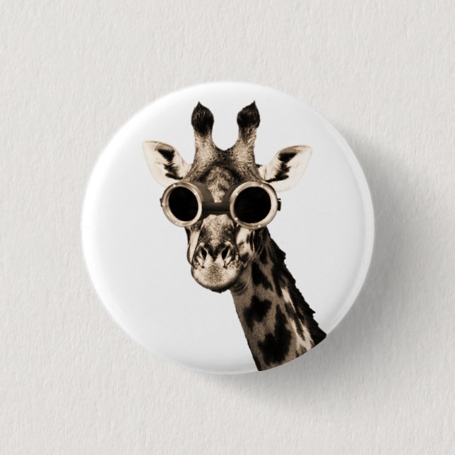 Giraffe mit Steampunk Sonnenbrille-Schutzbrillen Button (Vorderseite)