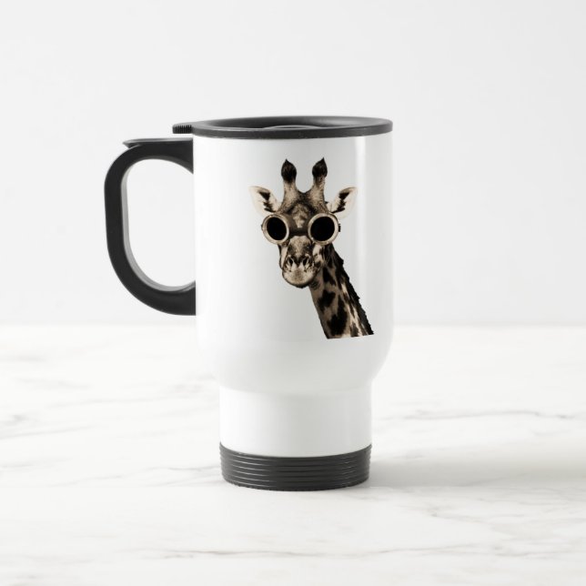 Giraffe mit Steampunk Sonnenbrille-Schutzbrillen Reisebecher (Links)