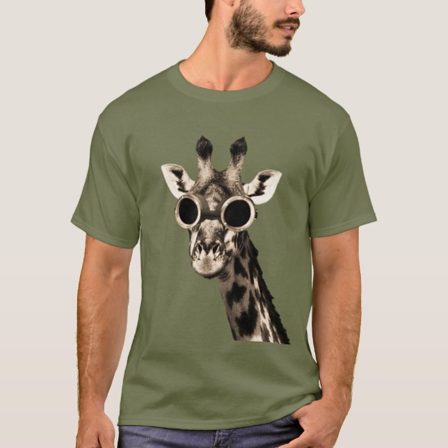 Giraffe mit Steampunk Sonnenbrille-Schutzbrillen T-Shirt (Vorderseite)