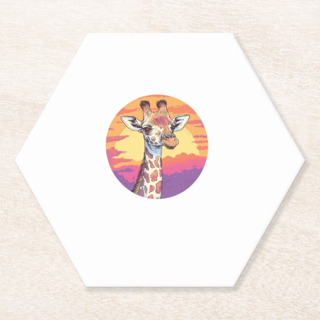 Giraffe mit Sunset Safari Vibes Art Untersetzer (Vorderseite)