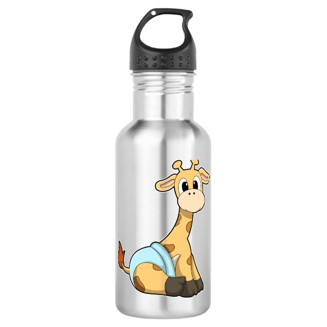 Giraffe mit Unterhosen Edelstahlflasche (Vorderseite)