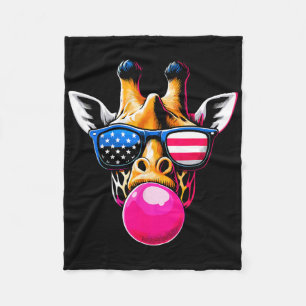 Giraffe mit US Gles and Bubblegum 4. Juli Fleecedecke