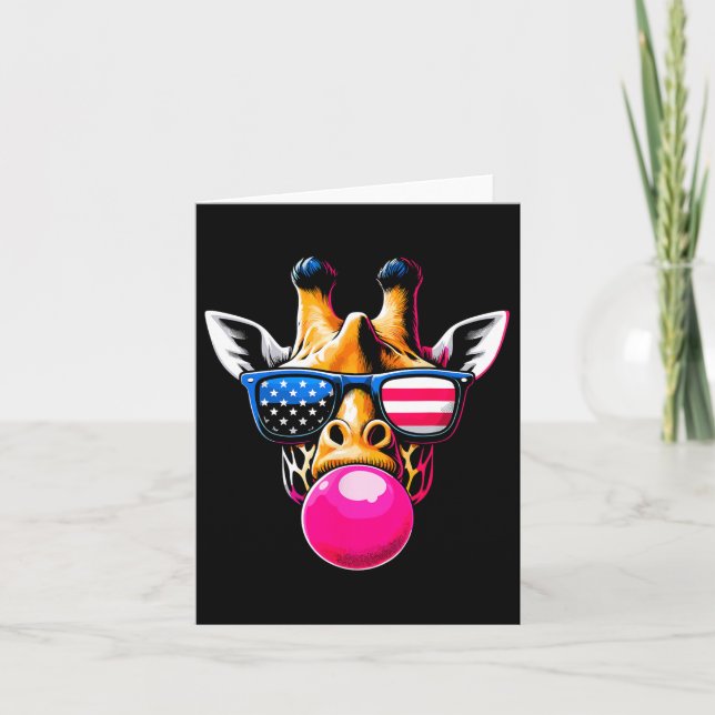 Giraffe mit US Gles and Bubblegum 4. Juli Karte (Vorderseite)