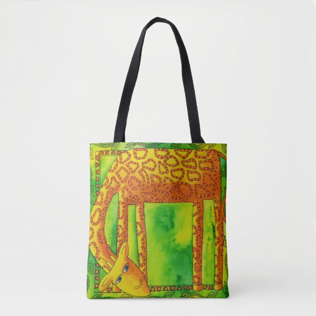 Giraffe mit Wasserfarbmuster Tasche (Vorderseite)