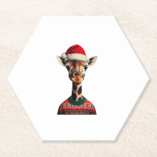 Giraffe mit Weihnachtsmannmütze Weihnachten Safari Untersetzer