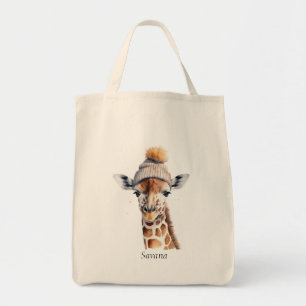 Giraffe mit Winterhut, individualisierbares Poster Tragetasche