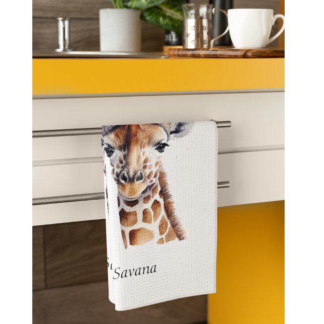 Giraffe mit Wintermütze individuell anpassbar Geschirrtuch (Von Creator hochgeladen)