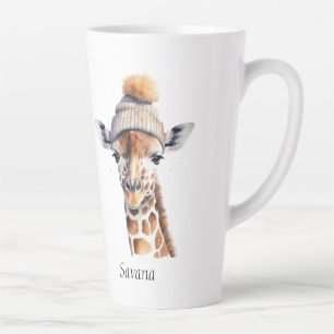 Giraffe mit Wintermütze individuell anpassbar Milchtasse