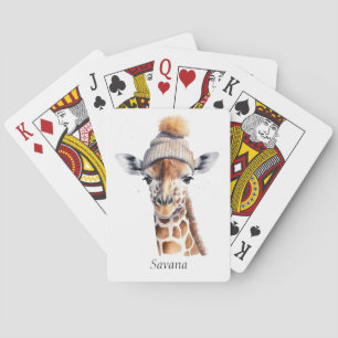 Giraffe mit Wintermütze individuell anpassbar Spielkarten