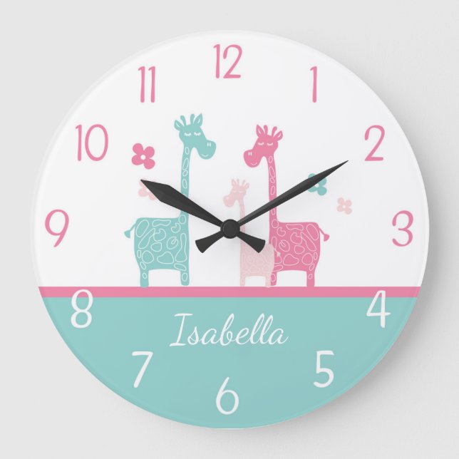 Giraffe Monnaie Rose Aqua Horloge Turquoise (Recto)