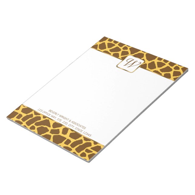 Giraffe Monogram Personalisiert Notepad Notizblock (angewinkelt)