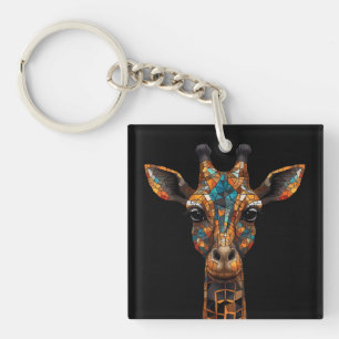Giraffe Mosaic Portrait Akryllischer Schlüsselanhä Schlüsselanhänger