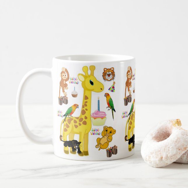 Giraffe Mug Joyeux Anniversaire Mug (Avec donut)