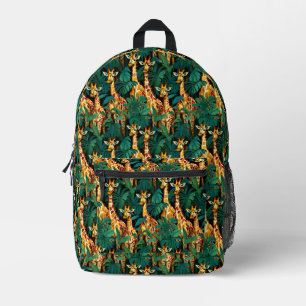 Giraffe Muster in einem grünen Dschungel Bedruckter Rucksack