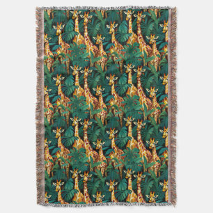 Giraffe Muster in einem grünen Dschungel Decke
