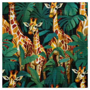 Giraffe Muster in einem grünen Dschungel Stoff