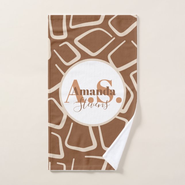 Giraffe Muster Monogram Pickleball Handtuch (Handtuch)