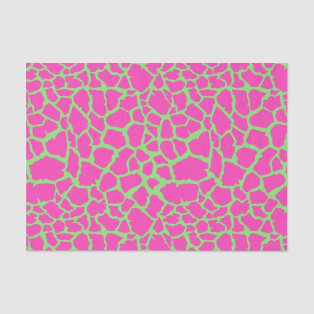 Giraffe Muster Rosa und Grün Seidenpapier (Vorderseite)